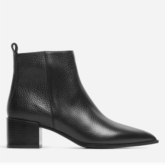 Everlane The Boss Boot Bootie in Pebbled Black Leather Sz 8 - Picture 1 of 13